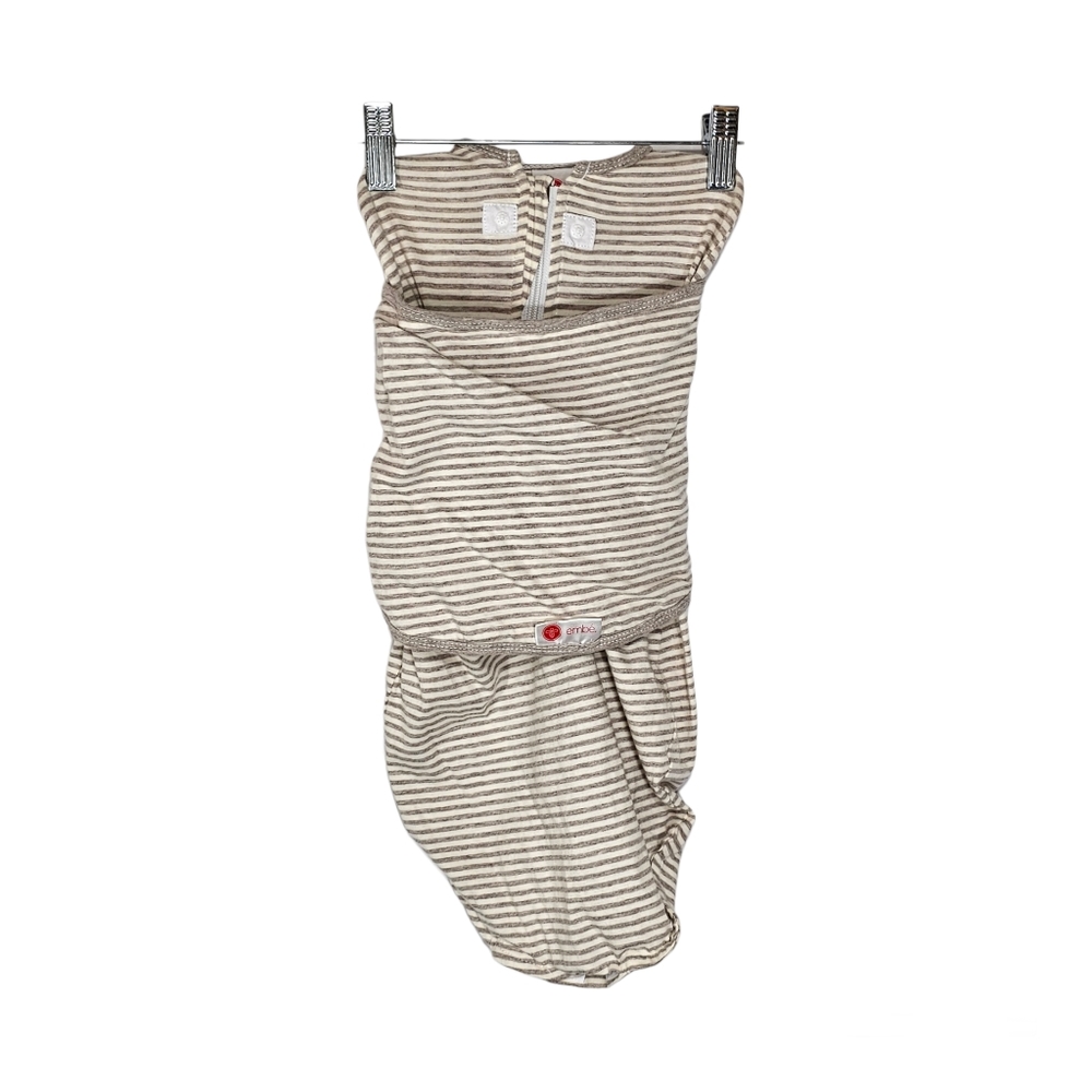 Embe Stripe Organic Cotton Swaddler Size 6 to 14 lbs Gray White